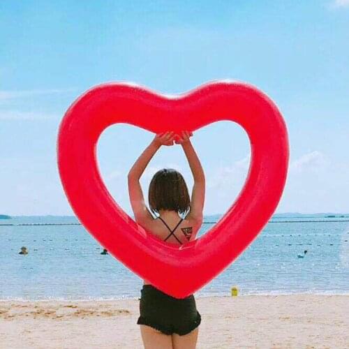 90cm Inflatable Sweet Heart Swimming Rings Laps Pool Float Party Lifebuoy Float Mattress Swimming Circle Pink Red