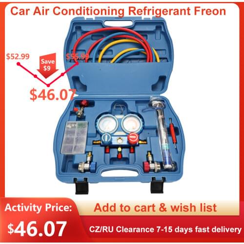 Car Air Conditioning Refrigerant Freon Double Valve Pressure Gauge Tools for Car with Seal Rings Diagnostic Repairing Tool Kit