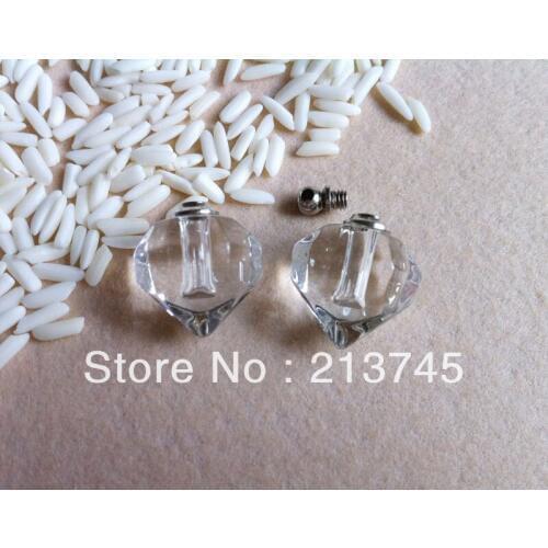 Freeshipping Clearly Crystal Glass Vial Pendant DIY Rice Vial Pendant rice art pendant tube pendant