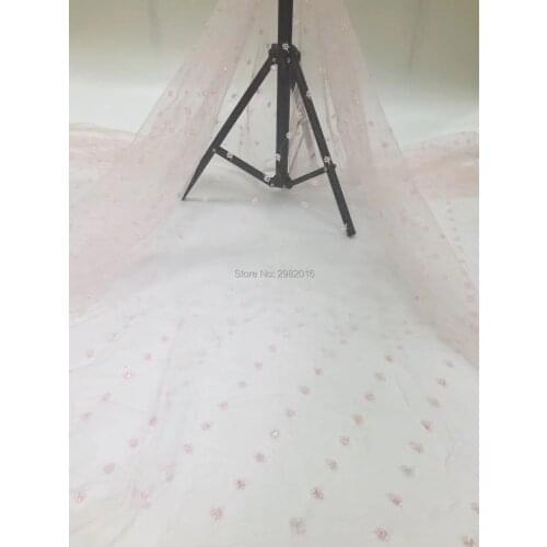 Beaded lace fabric fashion african net lace fabric with heavy beads hot sale embroidered lace fabric for bridal dress