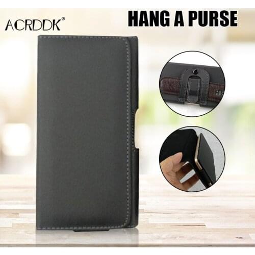 Horizontal Type Cell Phone Holster with Belt Loop Lychee Pattern Clamshell Rugged Convenient Gifts for Males FL