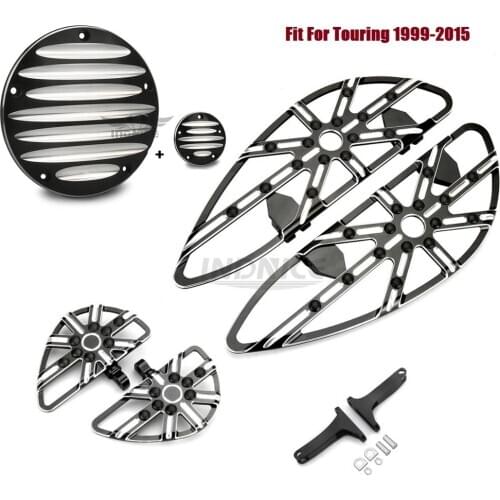 Black Gauge rider rear passenger Floorboards Derby timer covers For harley Softail Standard FXST 1999-2006 Springer Softail FXST