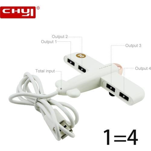 CHYI 4 Ports Combo Micro USB 2.0 Hub Plane Shape Multi Port Usb Splitter Creative Mini Hab Portable Accessories For PC Computer