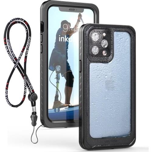 Inkolelo for iPhone 12 Pro Max Case Waterproof Built in Screen Protector IP68 Full Body Heavy Duty Shockproof Dustproof Black