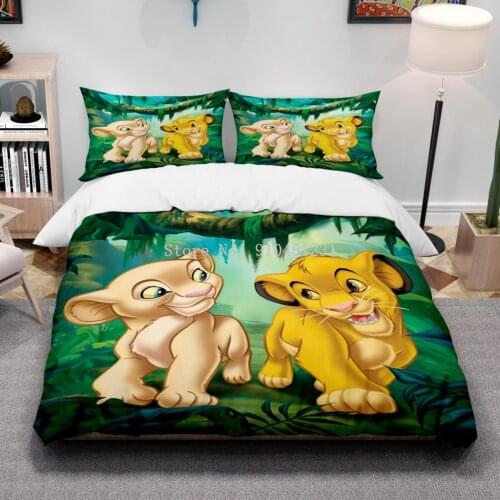 Cartoon Disney Lion King Simba Bedding Set Duvet Covers Pillowcases Bed Comforter Cover Baby Children Adult Boys Gift Bedclothes