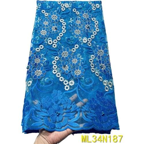 BEAUTIFICAL net lace fabrics Tulle Mesh Lace French Embroidery Nigerian Lace 5yard ML34N187