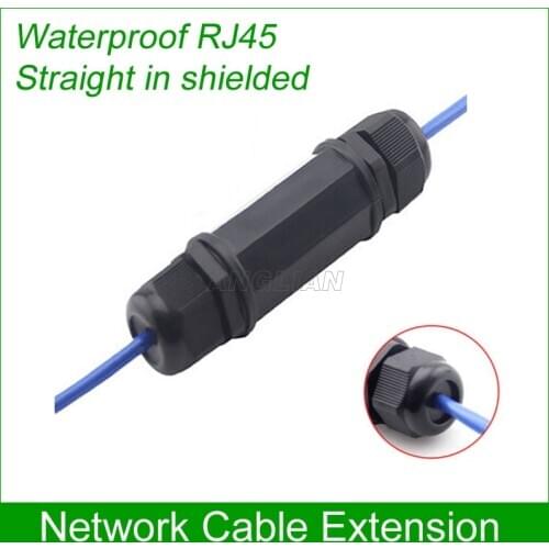 RJ45 Waterproof connector Metal shielded Outdoor network cable extension butt joint straight in interface 10 units /lot