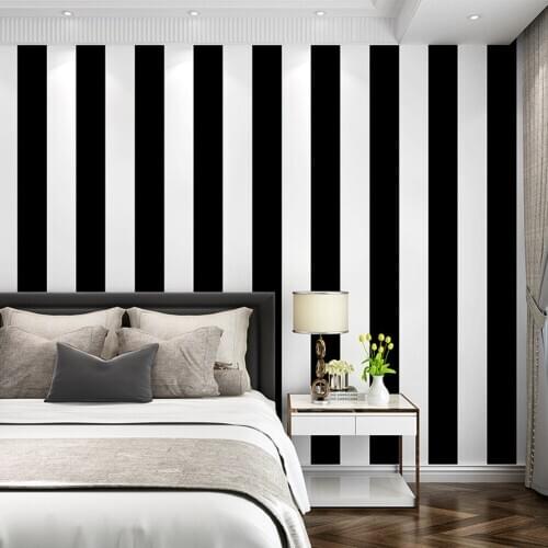 Vertical Striped Wallpaper Sticker Black and White Modern Simple Wallpaper Living Room Bedroom Background Wallcovering Non-woven