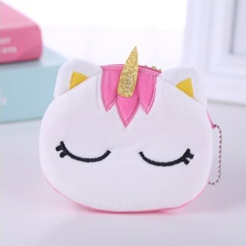 New ladies and children plush coin purse cute unicorn zipper coin purse children female key card bag mini coin purse gift