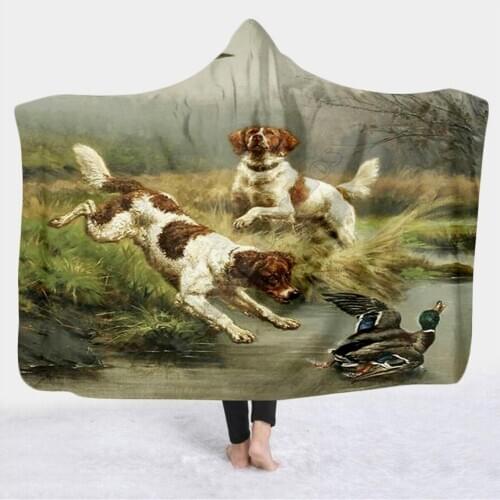 Duck Hunting 3d printed Hooded Blanket Adult child Sherpa Fleece Wearable Blanket Halloween