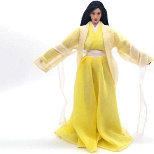 1/6 Ancient clothes for female soldiers yellow swinging dress suitable for steel-bone breasts and plastic body