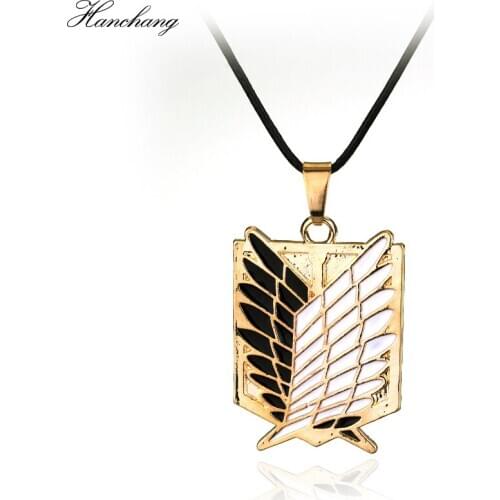 Wings of Liberty Pendant Necklace Cartoon Attack on Titan Theme Jewelry Rope Chain Gold Silver Color Dangle Deco