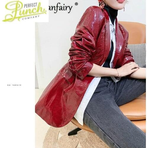 Genuine Coat Womens Sheepskin Leather Women Clothes Blazer Motorcycle Biker Jacket Slim Fit Spring Autumn ZHF646 KJ5107