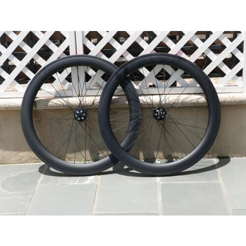 Pair Ultra Light Wheel 60mm Full Carbon Road Cyclocross Bike Clincher Wheelset Disc Brake Thru Axle Front 100*12mm Rear 142*12mm