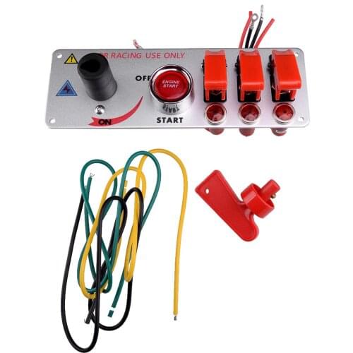 5in1 12V Accessories Flip-up Ignition Switch Panel Engine Start LED Push Button Toggle for Professional Racing Cars
