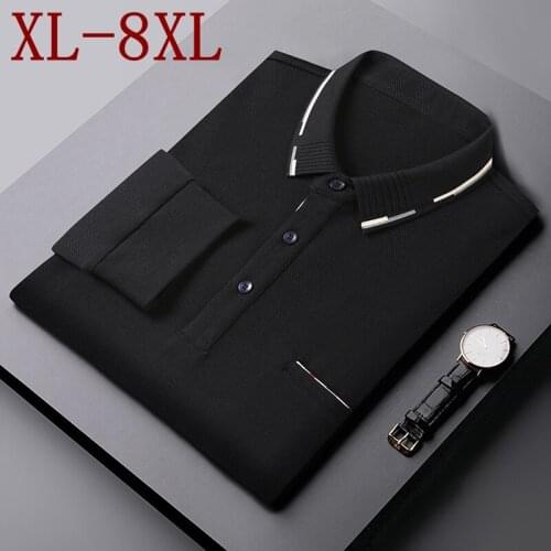 Size 8XL 7XL 6XL 2021 New Brand 100% Cotton Polo Shirt Men Top Quality Long Sleeve Casual Polo Homme Fashion Mens Polos Shirts