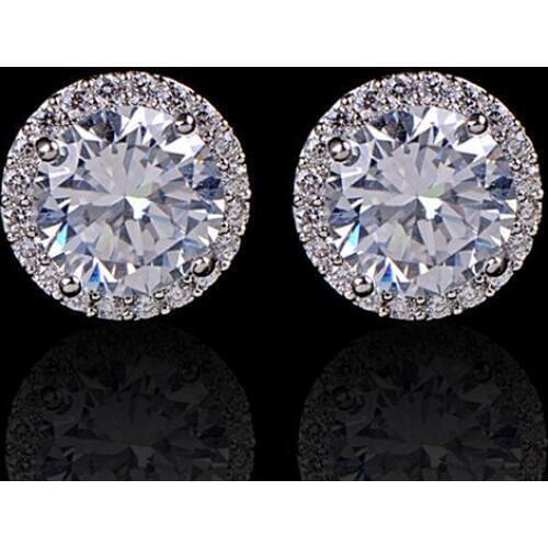 Women Elegant Crystal Zircon Inlaid Ear Studs Plated Earrings Jewelry earrings for women gift for party best friend