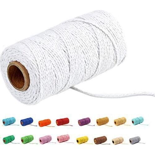 2mm 100% cotton macrame cord string rope home textile Beige Twisted Colorful twine cord braided thread Craft wedding decoration