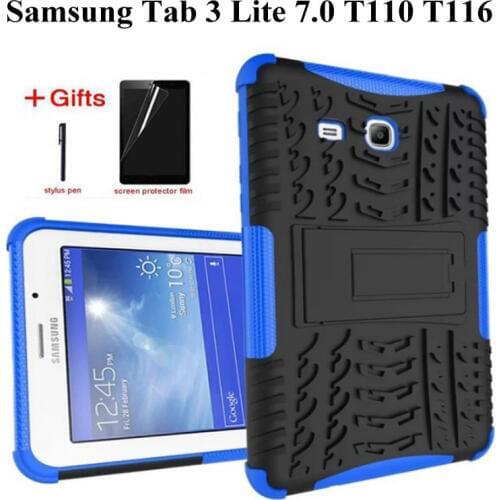 New Silicone Case For Samsung Galaxy Tab 3 Lite 7.0 T110 T111 7.0 inch Cover For Samsung Tab E Lite 7 SM-T113 T116 Case+Film+Pen