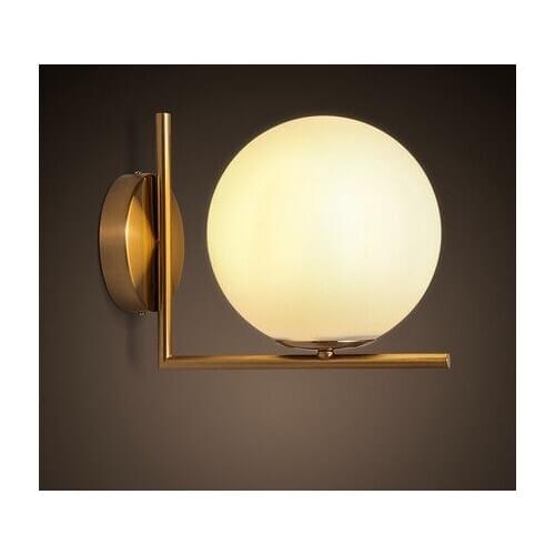 Modern minimalist bedroom bedside wall lamp Nordic study aisle glass decorative lamps living room wall round led wall lamp