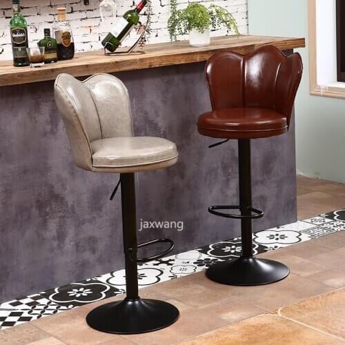 Bar Chair Customized High-quality Leather Modern Lift office Chair Creative Cashier Front Chairs Nordic Rotating High Stool