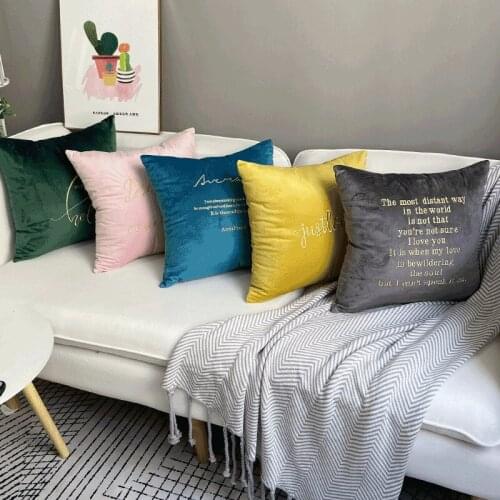Embroidered Velvet Cushion Cover Nordic Ins Style Soft Pillowcase for Sofa Car Bedroom Decorative Living Room Home Decor 45x45cm