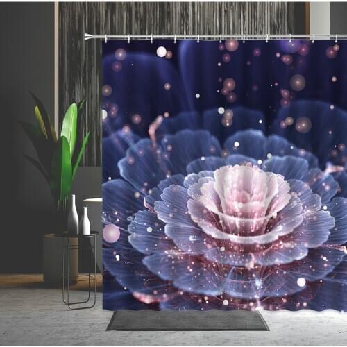 Shower Curtain Geometric 3D Creativity Flowers Pattern Polyester Fabric Home Decor Cloth Curtain With Hook Multiple Size