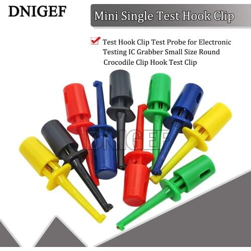 10 PCS Mini Single Test Hook Clip Test Probe for Electronic Testing IC Grabber Small Size Round Crocodile Clip Hook Test Clip