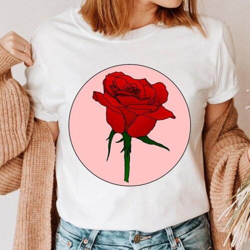 Women Flower Trend Style 90s Graphic Top Print Clothing 90s T Shirt Female Tee Ladies Fashion Short Sleeve Cartoon T-shirt