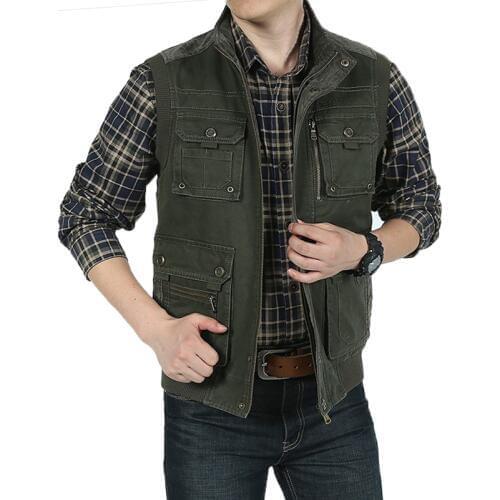 Brand Military Men Vest Plus Size 4XL-7XL Casaco masculino Cotton Casual Multi Pocket Vest Men Autumn Winter Waistcoat