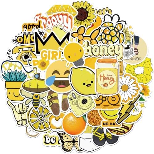 25/50PCS yellow series fresh and cute little bee cartoon graffiti suitcase laptop mobile phone trolley case sticker wholesale