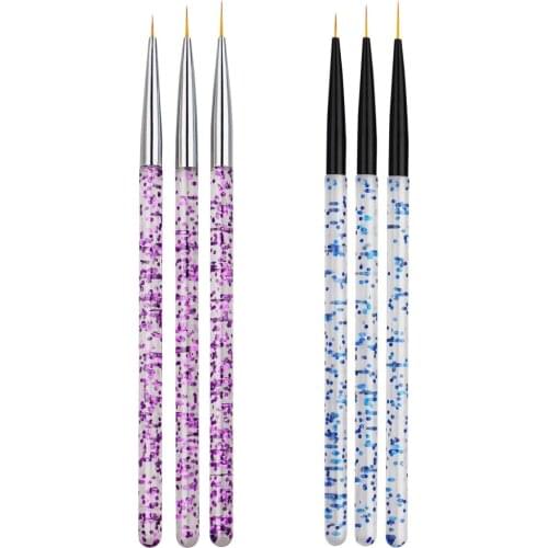 3x Nail Art Liner Brush UV Gel Painting Brush Pen for Elongated Lines