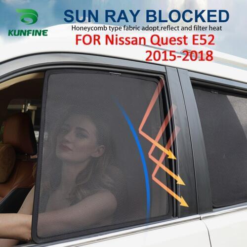 4PCS/Set Magnetic Car Side Window SunShades Mesh Shade Blind For Nissan Quest E52 2015 2016 2017 2018 Car Window Curtian Black