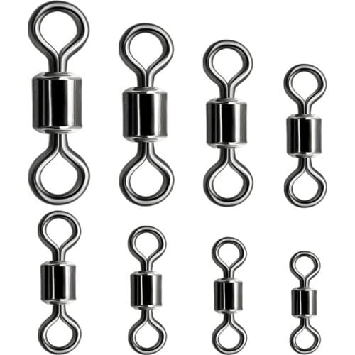 50PCS/Lot Copper Fishing Swivels Ball Bearing Swivel with Safety Snap Solid Rings Rolling Swivel for Carp Fishing Accessories
