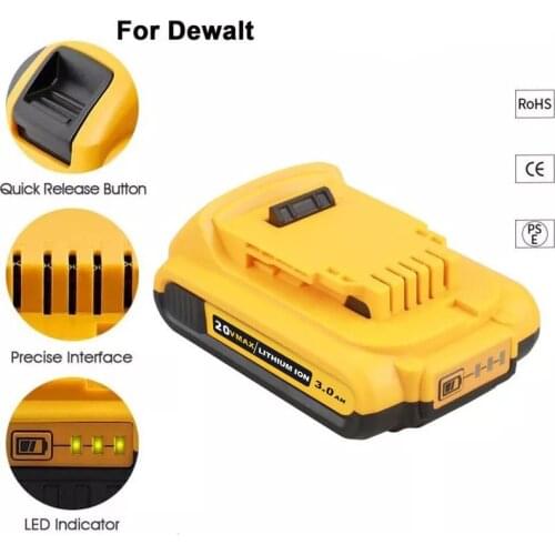 2x DCB200 6.0Ah 20v Rechargeable Battery Compatible with Dewalt Cordless Drills DCB205 DCB204 DCB203 Li-ion Replacement Battery