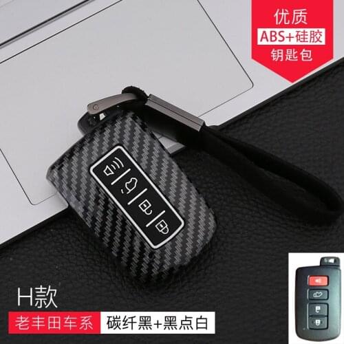 Car Carbon Fiber Style+Silicone Car Remote Key Case Protector Cover For Toyota Auris Camry RAV4 Avalon Yaris Verso 2012-2018