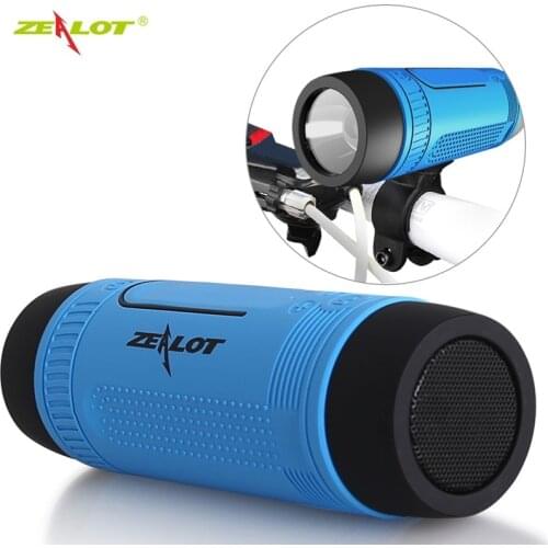 Zealot S1 Portable Bluetooth Speaker Wireless Bicycle Speaker+fm Radio Outdoor Waterproof Boombox Support TF Card,AUX,Flashlight