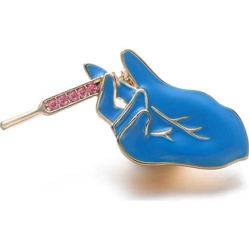 DCARZZ Syringe Enamel Pin Metal Blue Brooch Medical Pins Punk Jewelry Doctors Nurses Gift Crystal Lapel Pins Women Accessories