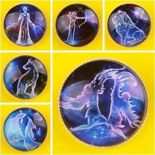 Constellation Brooches Leo Pisces Sagittarius Pins Cartoon Badges On Clothes Jeans Jackets Enamel Pins For Backpacks Epoxy