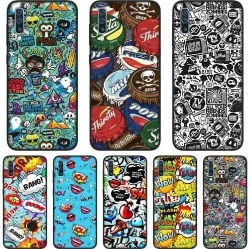 For Samsung Galaxy A10 A20 A30 A40 Case Silicone Anime Graffiti Sticker Soft Cover For Samsung Galaxy A80 A70 A60 A50 Phone Case
