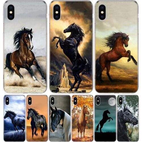 Horse Series Case For iPhone 11 12 Mini Pro 7 6 X 8 6S Plus XS MAX + XR 5S SE 10 Ten Art TPU Cover Phone Coque Capa Shell