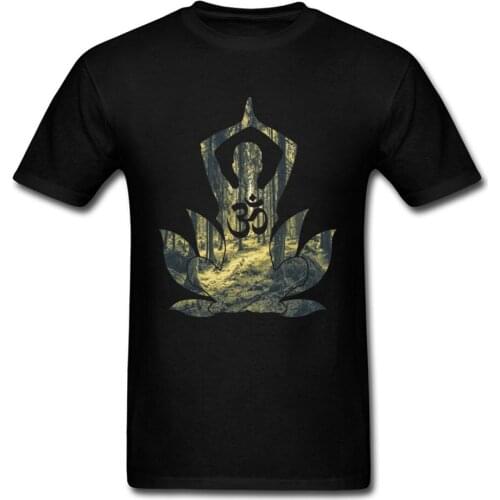 Dicount Arrival Print T Shirt Men Round Neck 100% Cotton Tops T-Shirt Deep Woods Duality Om Bonze Meditation