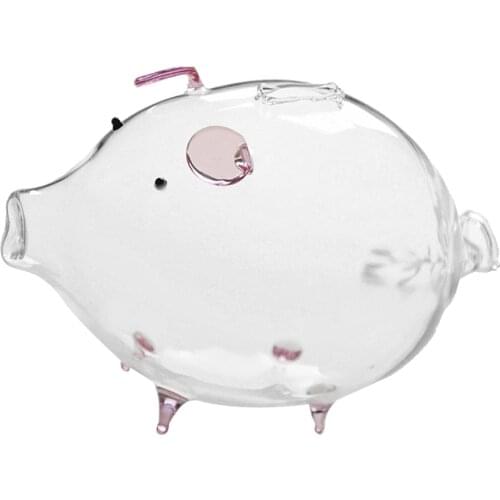 Piggy Bank Design Glass Money Box Vase Bottle Terrarium Container Table Decor