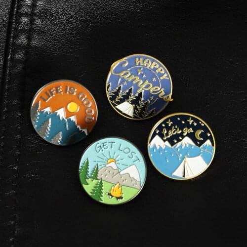 Landscape Style Enamel Lapel Pins Badges Fashion Cartoons Anime Brooches For Women Cute Hijab Pins Decorative Brooch On Backpack