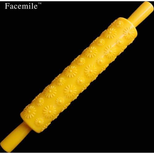 Fondant Ribbon Stripe Bow Cutter Roller Pin Sunflowers Embosser Becorating Cake Paste Dough Plastic Compact DIY Tool 04004 Gift