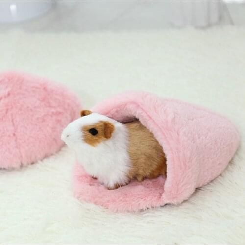 Hamster Nest Non-slip Warm Rabbit Fur Hedgehog Cave Bed Cushion Cotton House for Hamster Rat Guinea Pig Small Animal