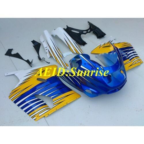 Yellow white blue Fairing kit for KAWASAKI Ninja ZZR1100 93 99 01 02 03 ZZR1100 ZX11 1993 2001 2003 ABS Fairings set+gifts KB05