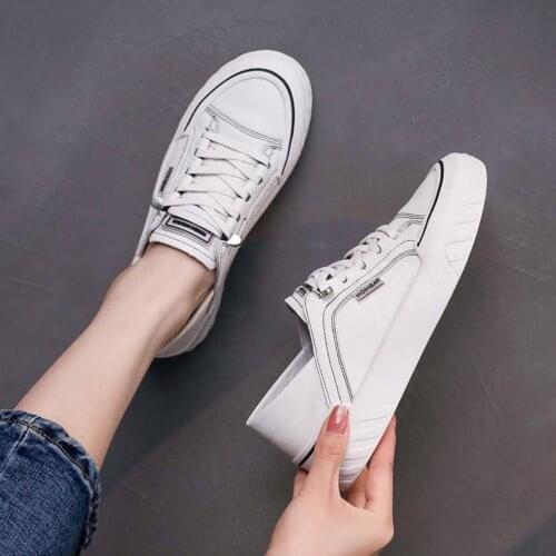 Fashion Shoes Genuine Leather Womens Vulcanize Shoes Spring New Casual Soft Bottom White Sports Shoes Women Casual Sneakers
