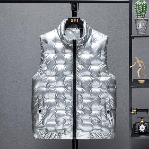 2022 Mens Glossy New Stand Collar Workwear Thickening Vest