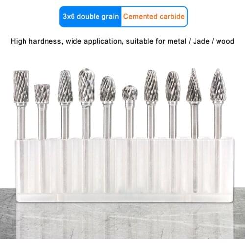 10PCS Woodworking Steel Rotary File Set 1/4 Inch Handle Rotor Woodworking Engraving Tool Round Handle Rotary Burr Set